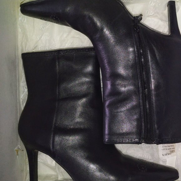Black Leather Ankle Boots - Picture 7 of 14
